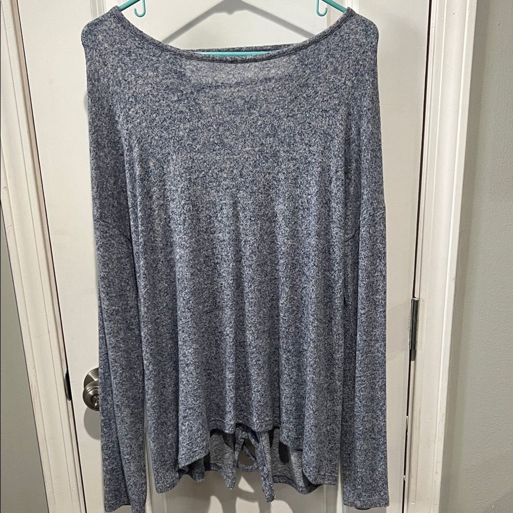 Poof! Heathered Blue Long Sleeve Top
